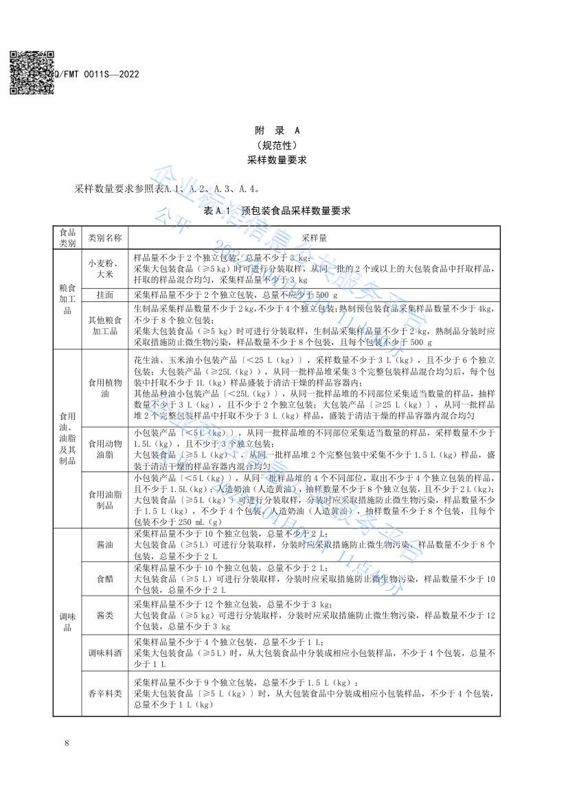 食品及其加工环境采样通则QFMT0011S-2022第12页