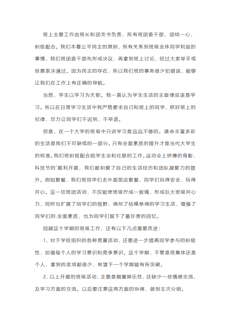 大学副班长工作总结1000字第28页