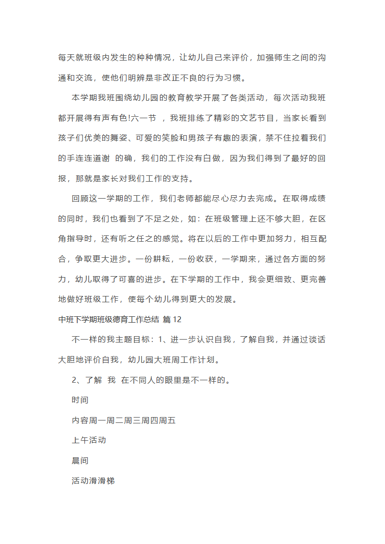 中班下学期班级德育工作总结第40页