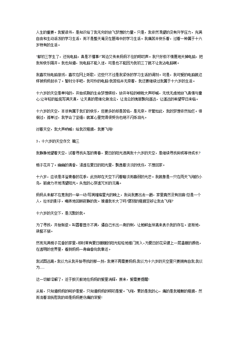 十六岁的天空作文第2页
