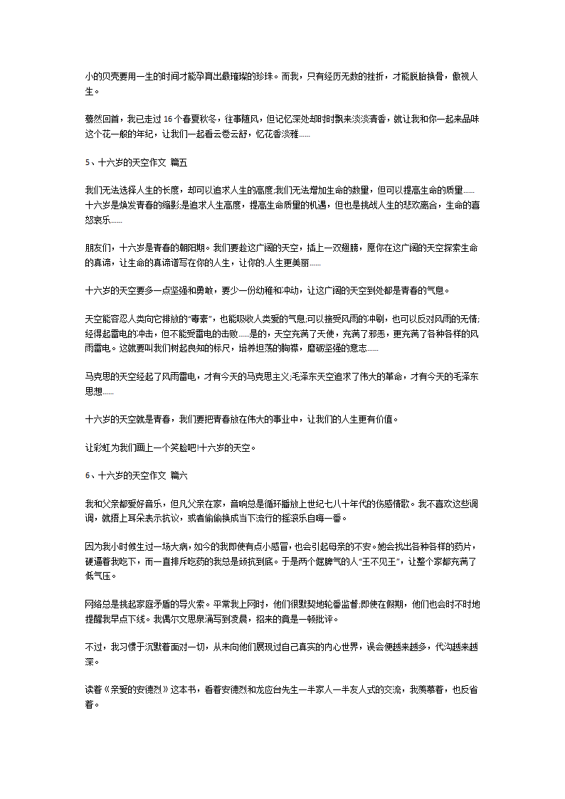 十六岁的天空作文第4页