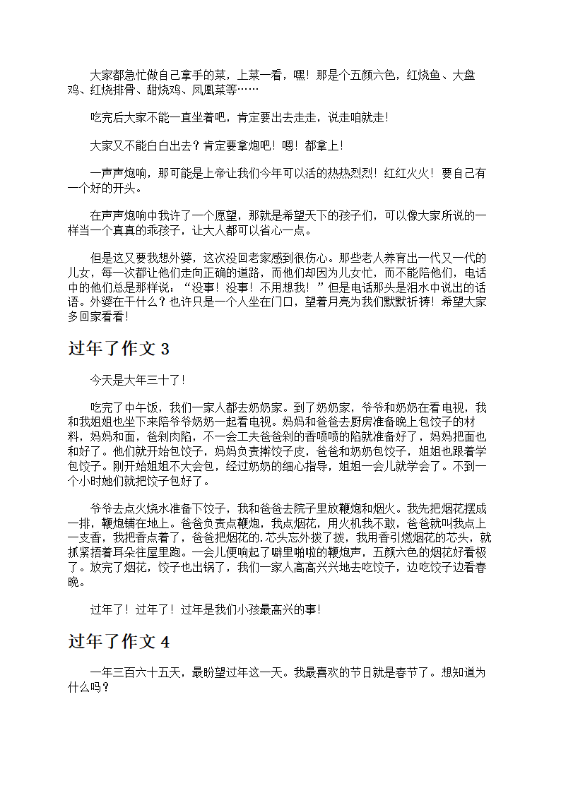 过年了作文合集第2页