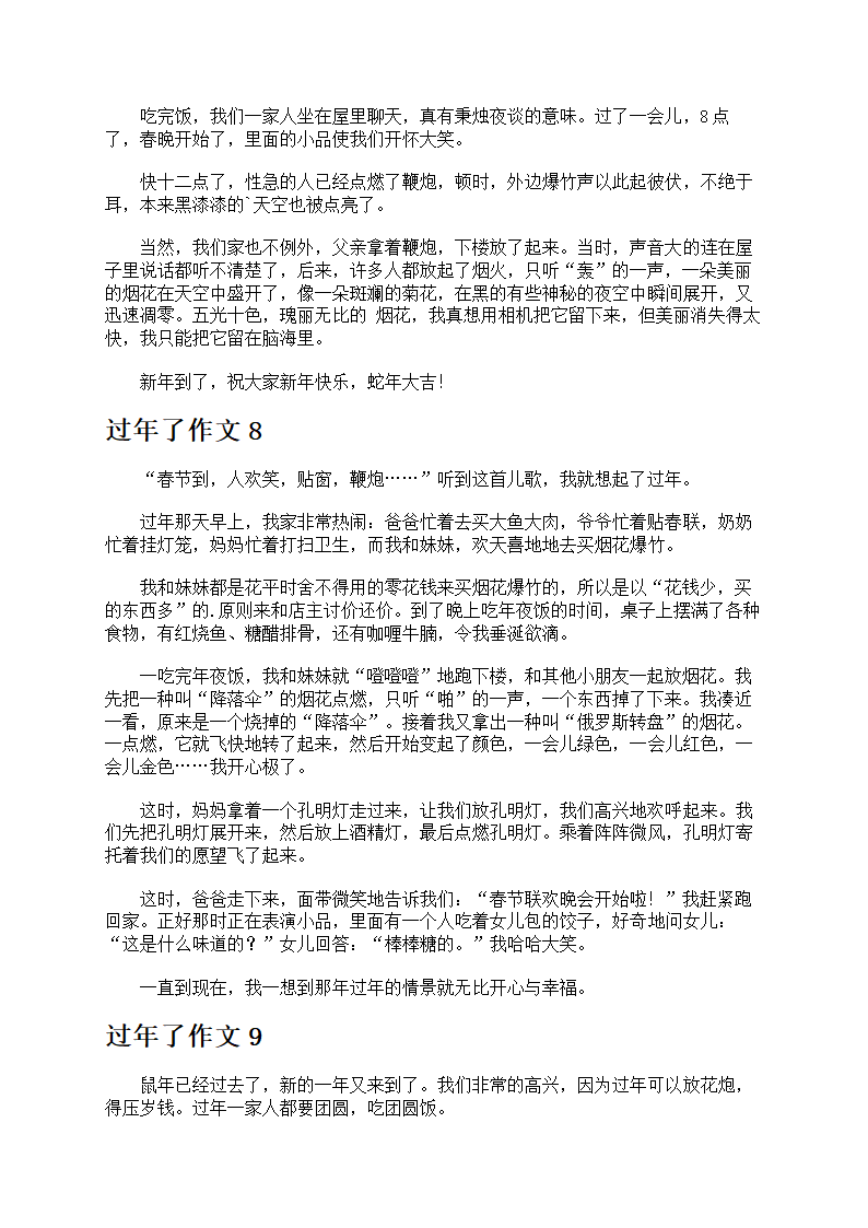 过年了作文合集第5页