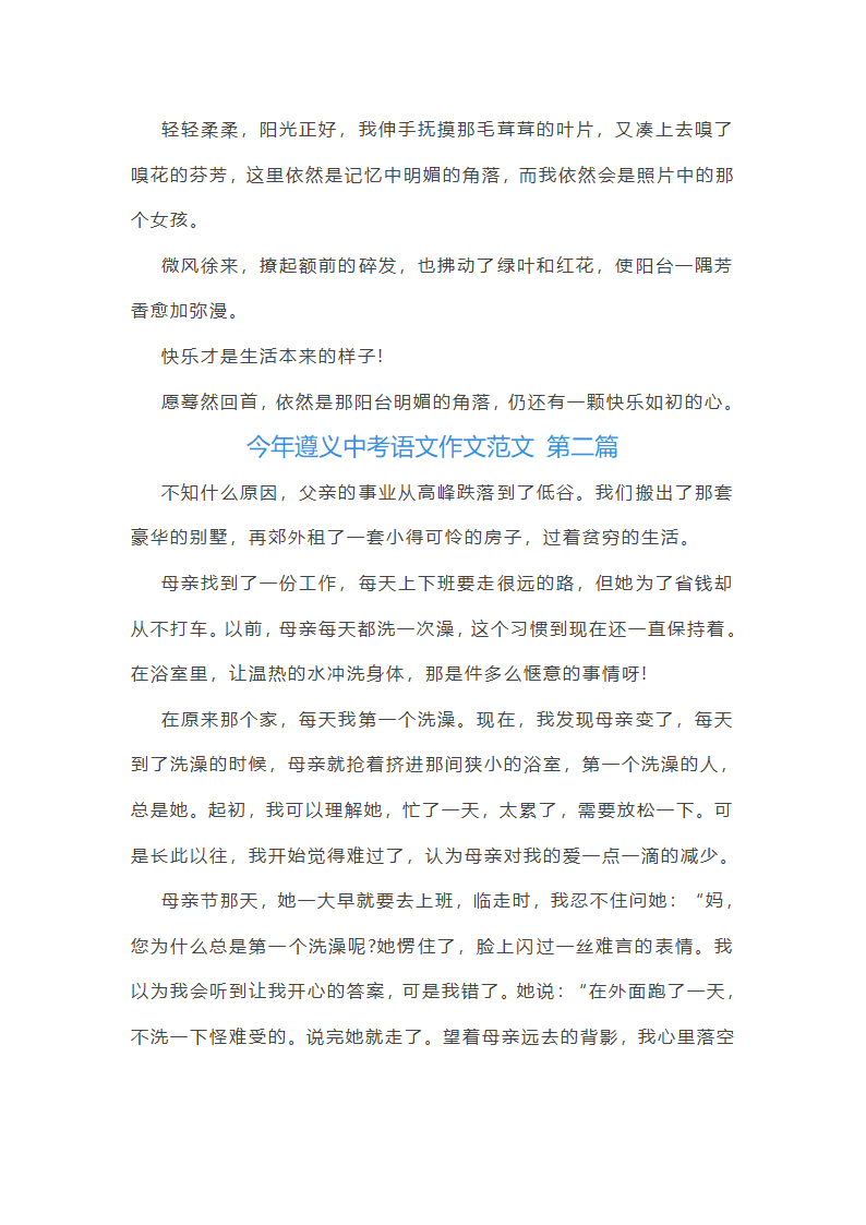 遵义中考语文作文范文推荐8篇第2页