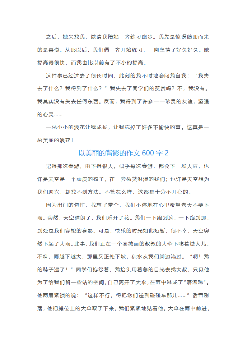 以美丽的背影的作文600字第2页
