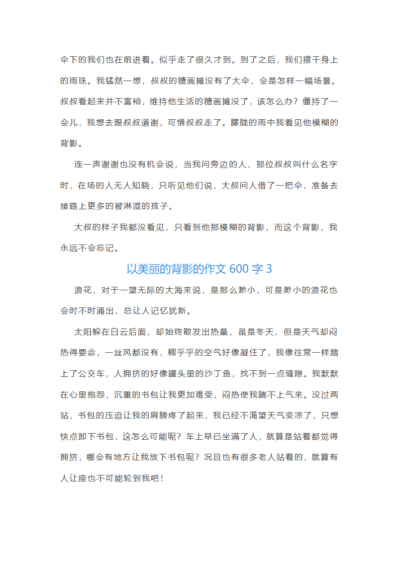 以美丽的背影的作文600字第3页
