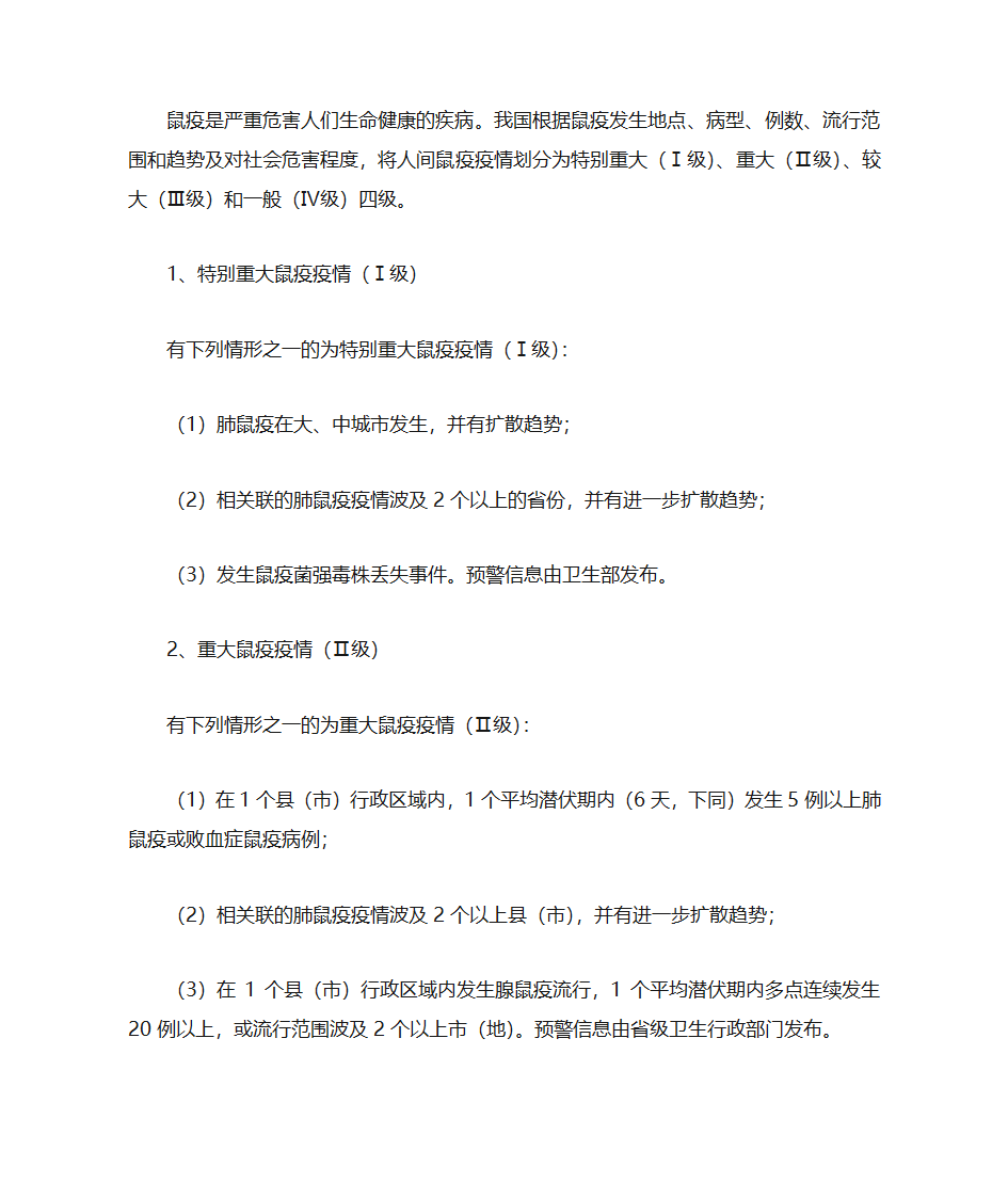 鼠疫疫情分级