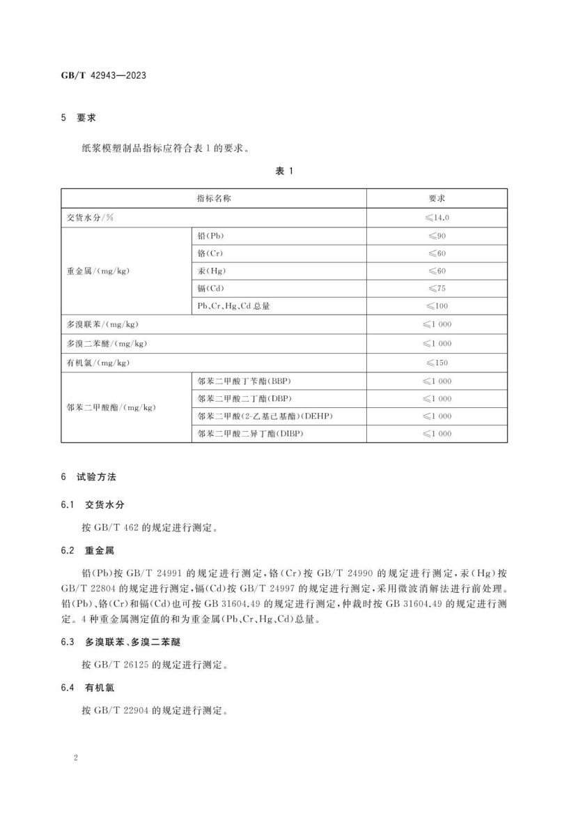 纸浆模塑制品技术通则GBT42943-2023第4页
