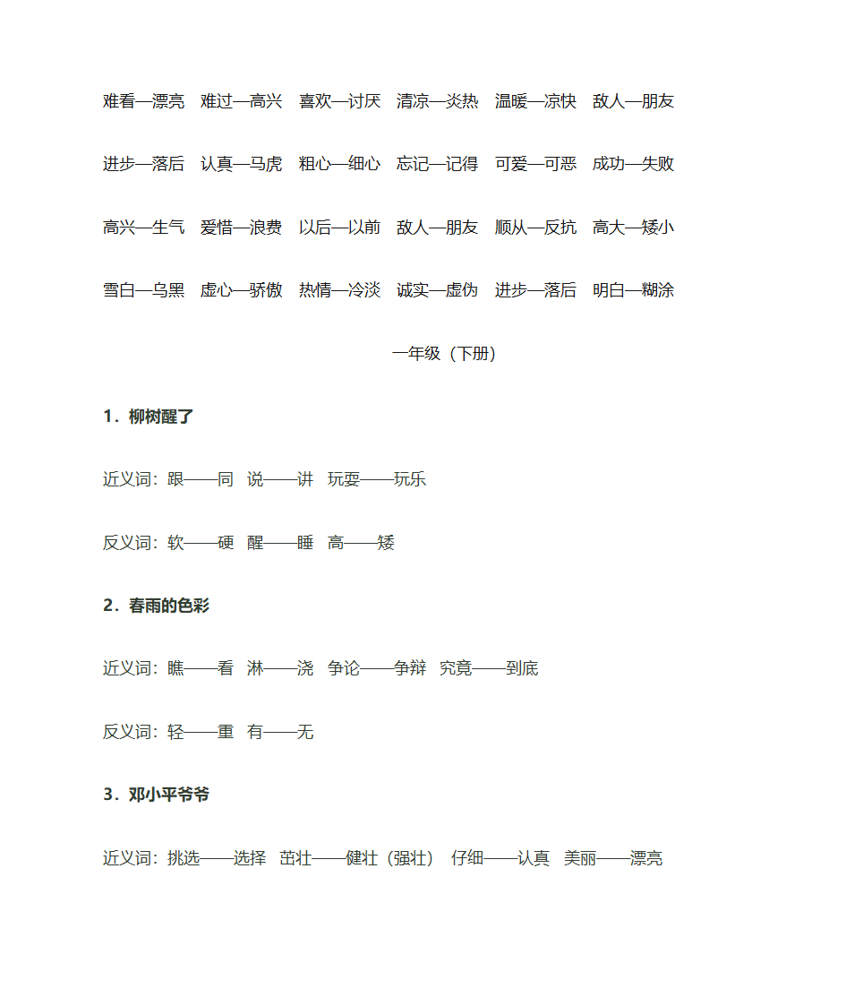 近反义词表第2页