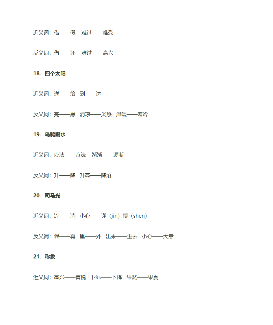 近反义词表第6页
