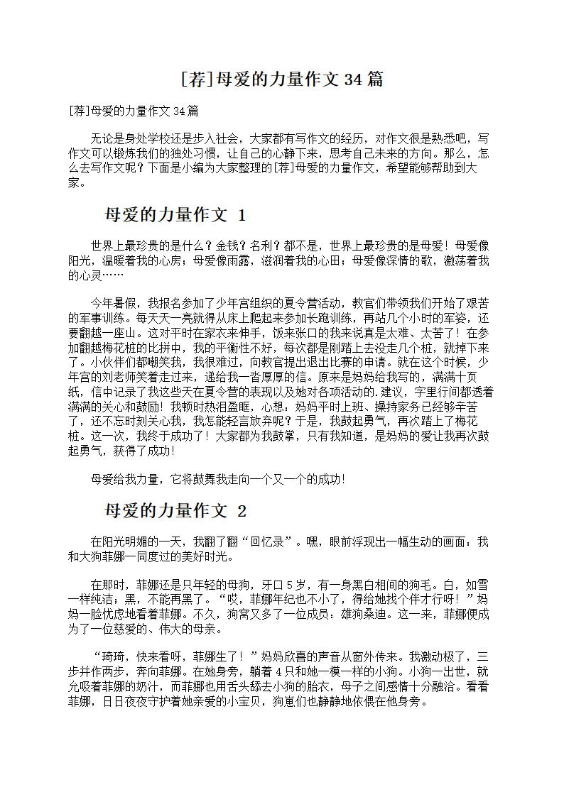 母爱的力量作文