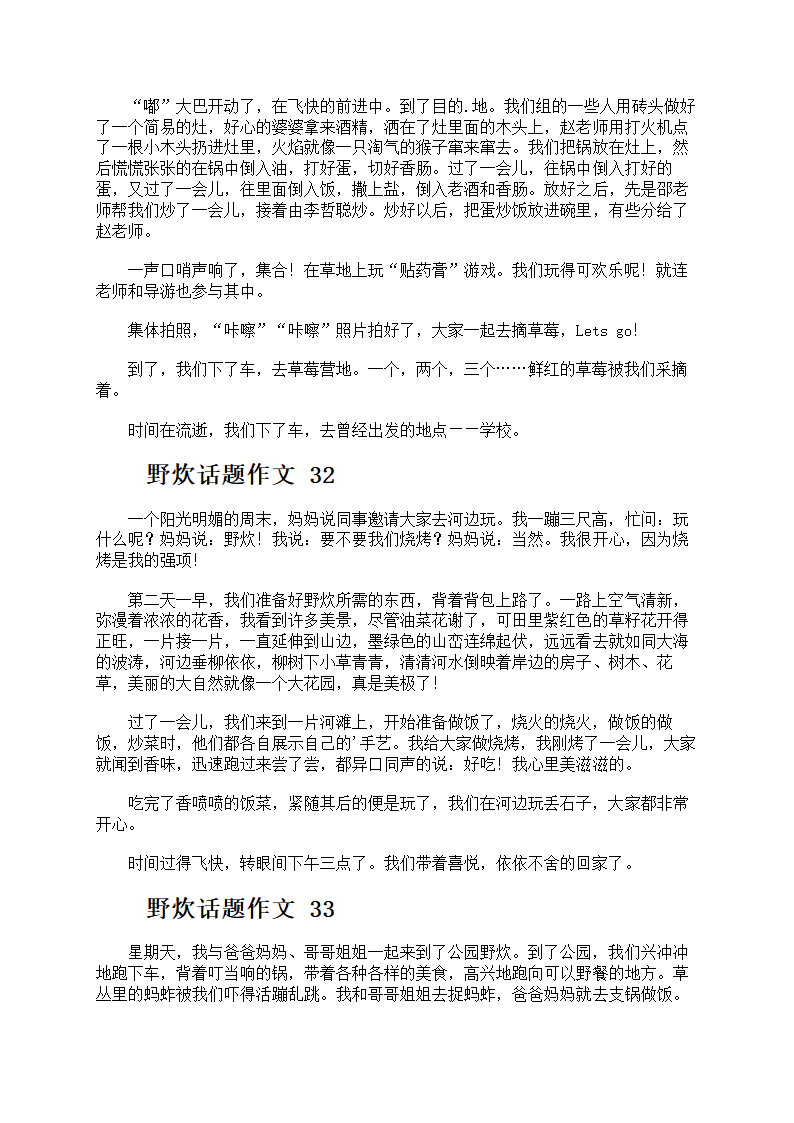 野炊话题作文第17页