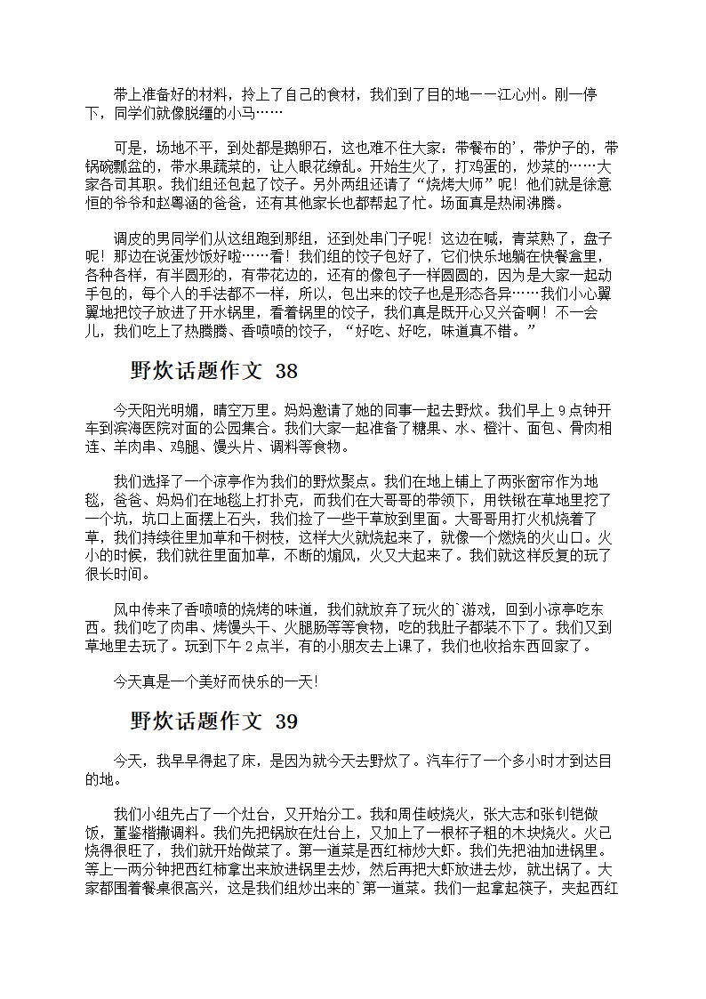 野炊话题作文第20页