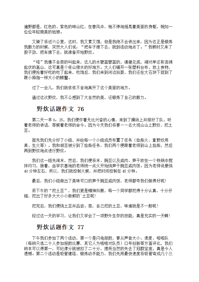 野炊话题作文第38页