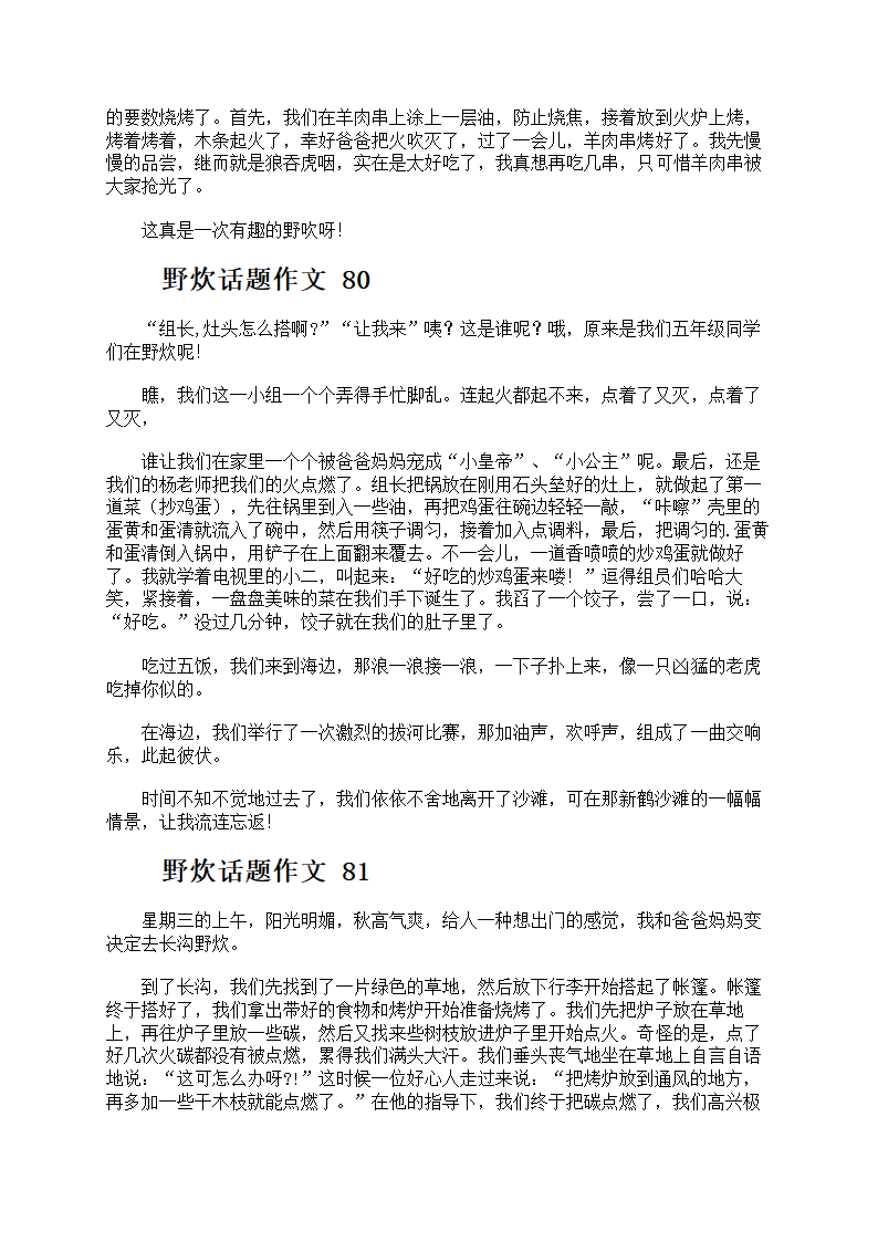 野炊话题作文第40页