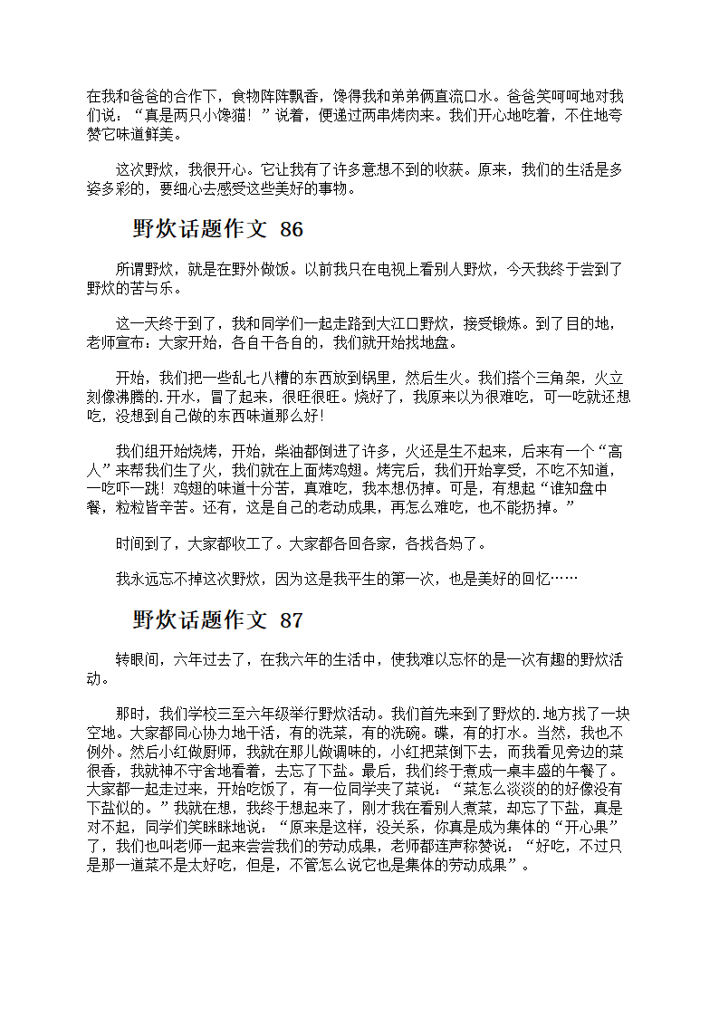 野炊话题作文第43页
