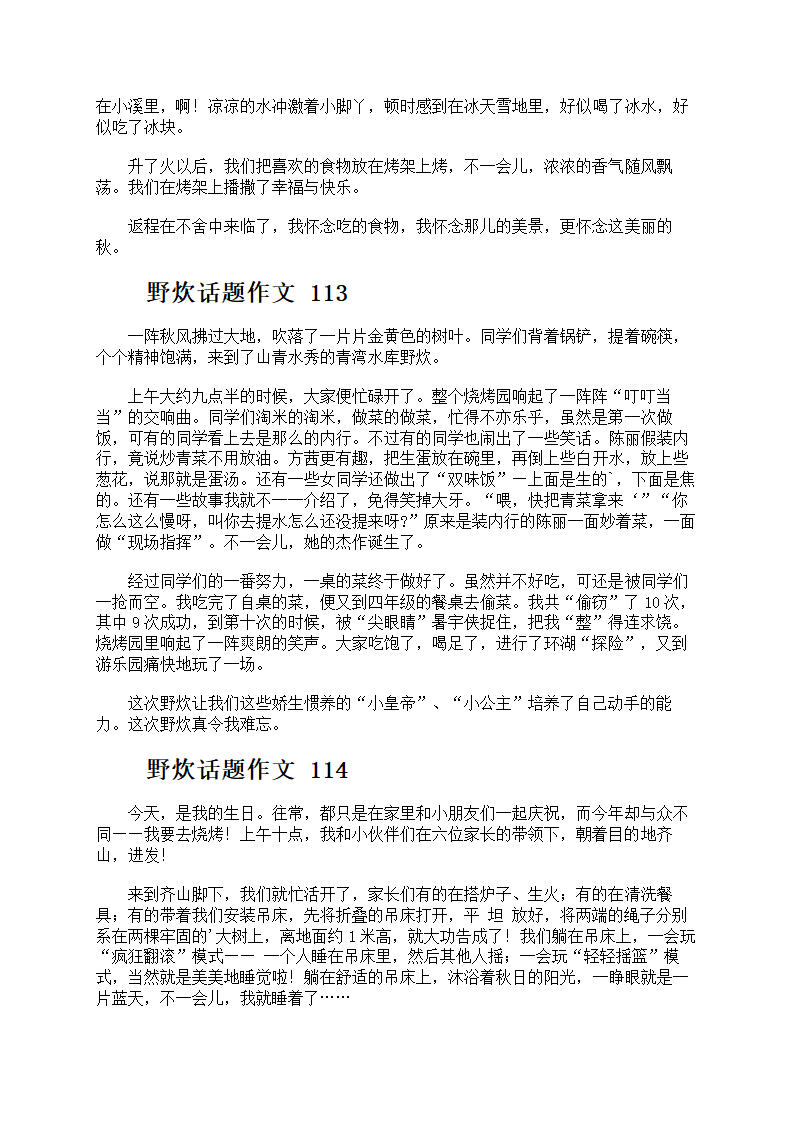 野炊话题作文第57页