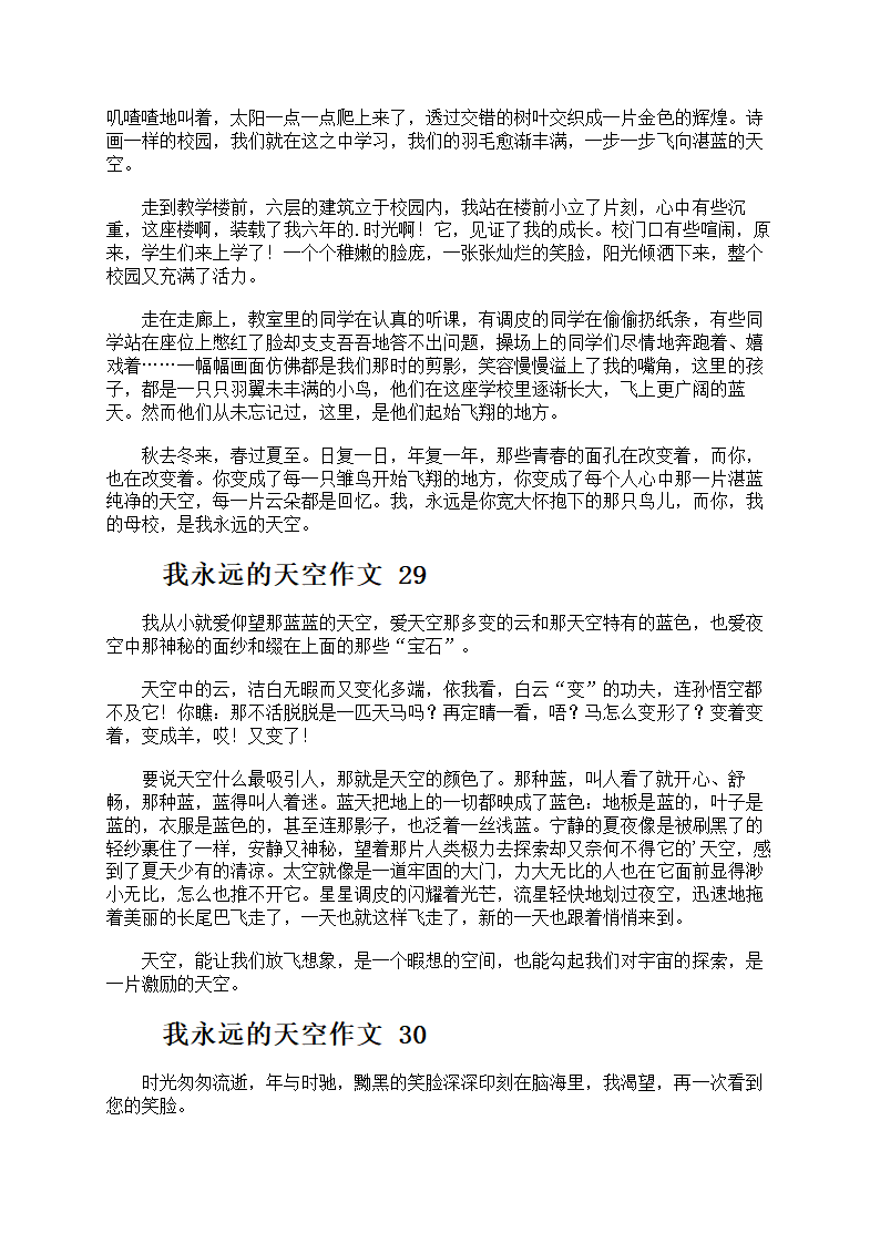 我永远的天空作文第22页