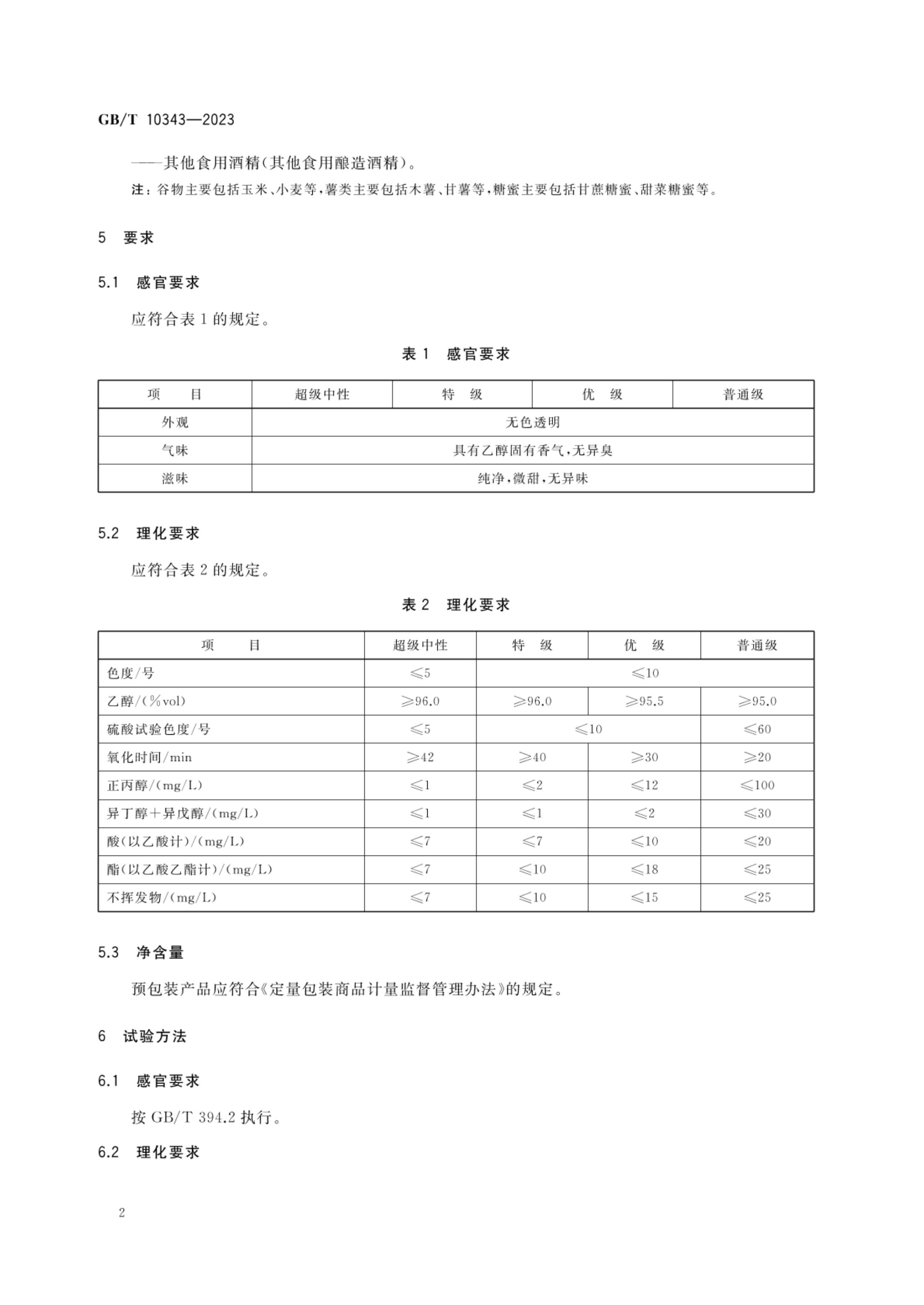 食用酒精质量要求GBT10343-2023第4页