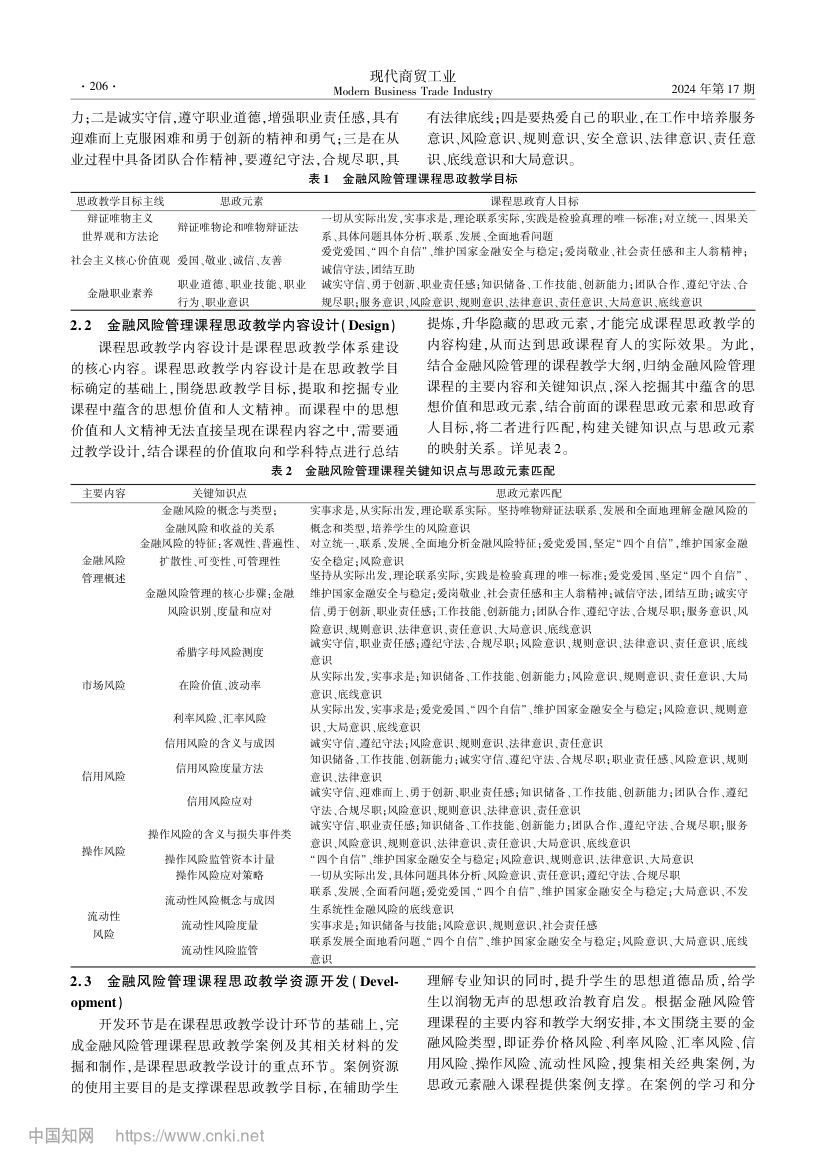金融风险管理课程思政教学设计第3页