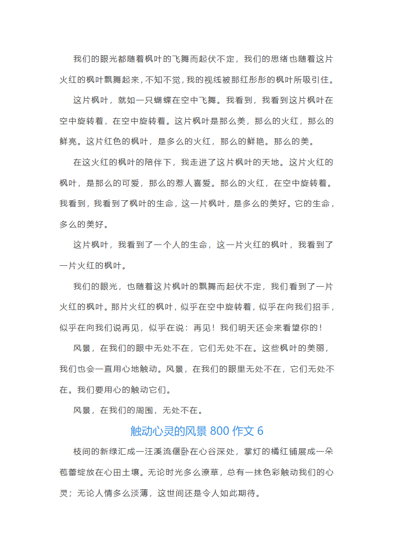 触动心灵的风景800作文第8页