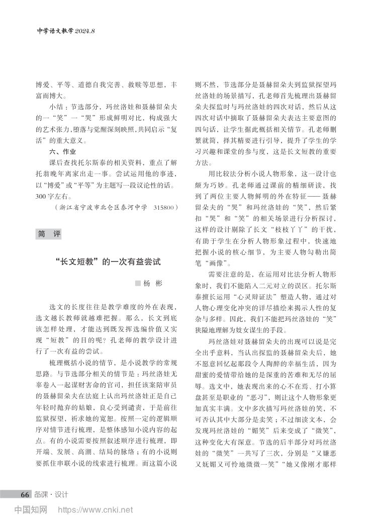 《复活（节选）》教学设计第5页