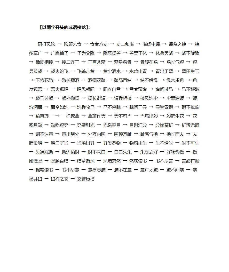 以雨字开头的成语接龙