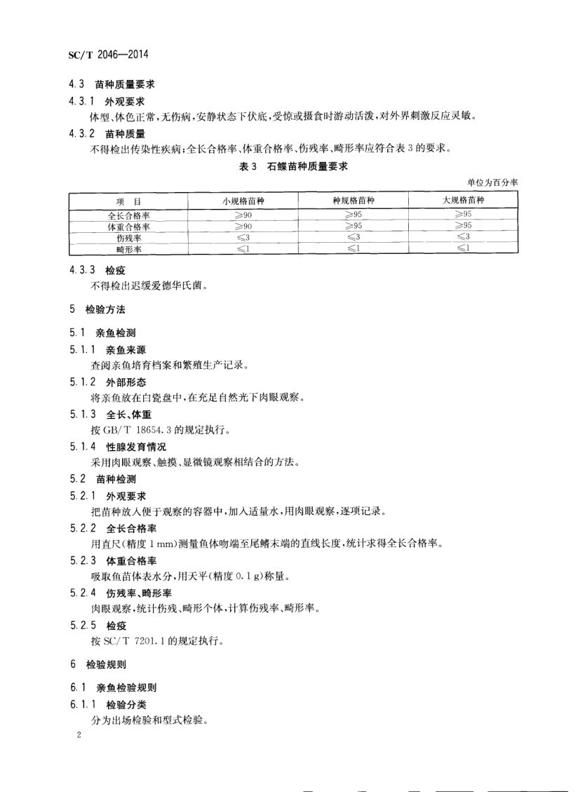石鲽亲鱼和苗种SCT2046-2014 第4页