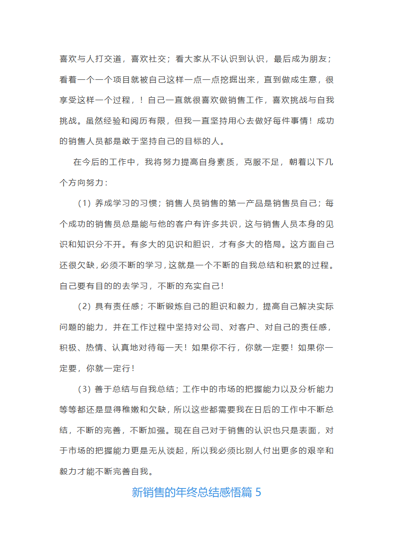 新销售的年终总结感悟10篇第6页