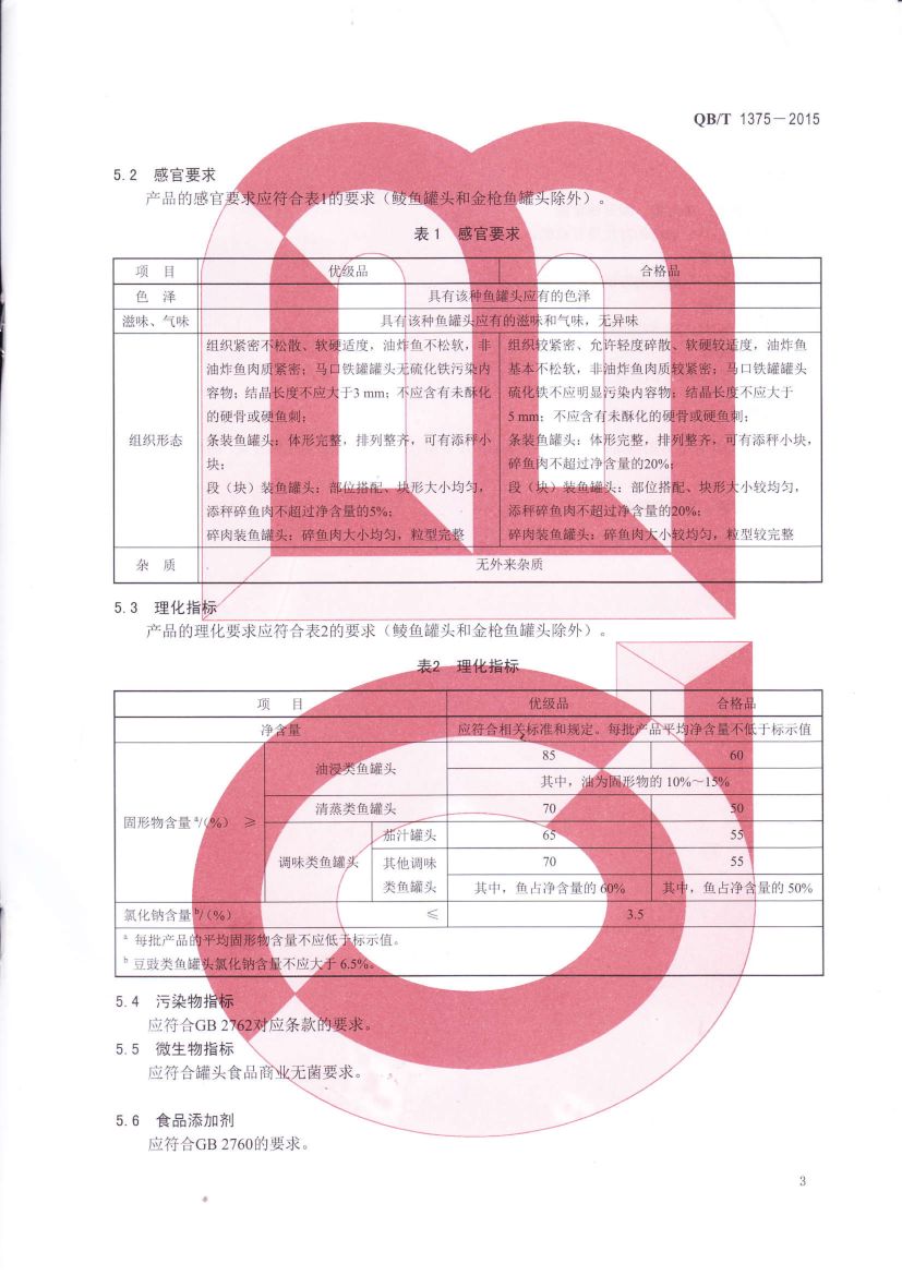 鱼类罐头QBT1375-2015第5页