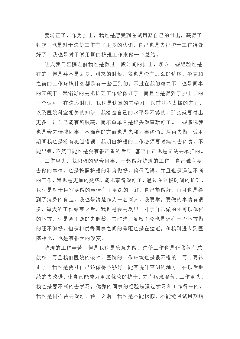 转正申请表个人总结护士第3页