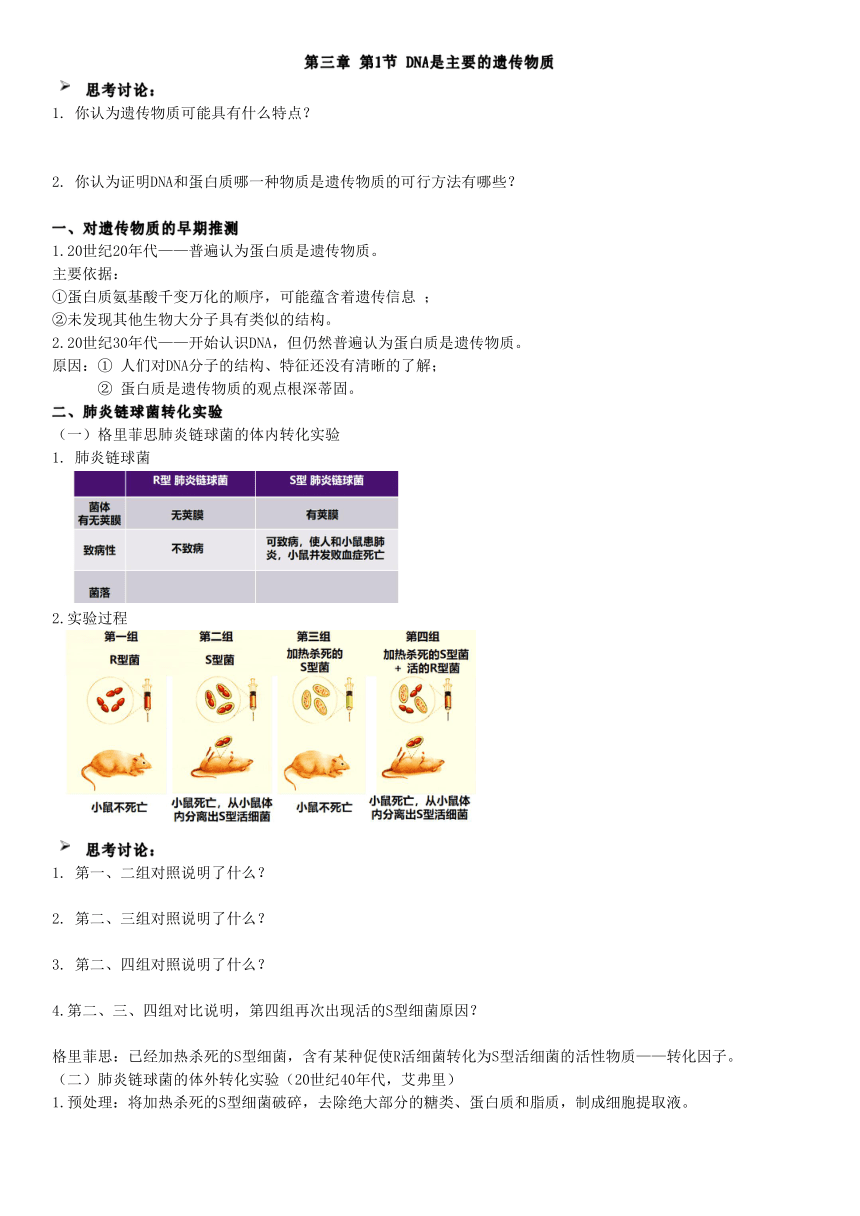 DNA是主要的遗传物质学案第1页