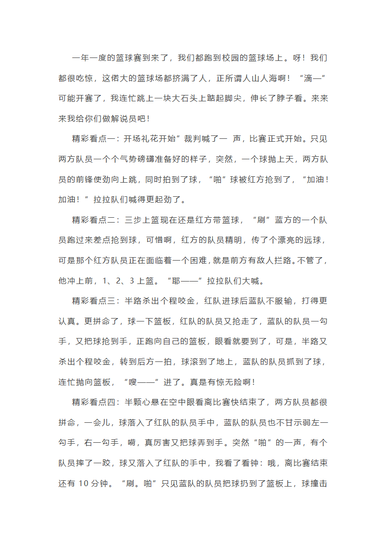 篮球赛作文范文感动(通用59篇)第29页