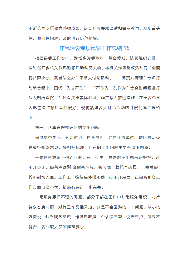 作风建设专项巡察工作总结第39页