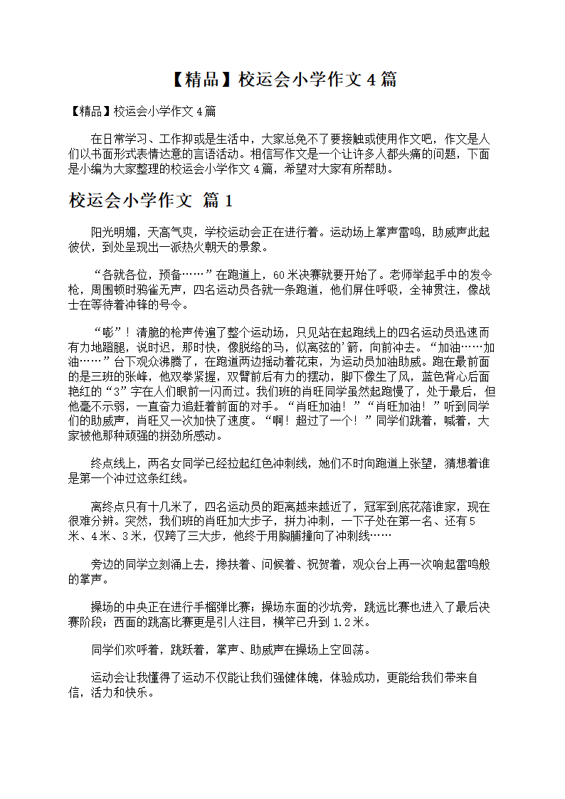 校运会小学作文