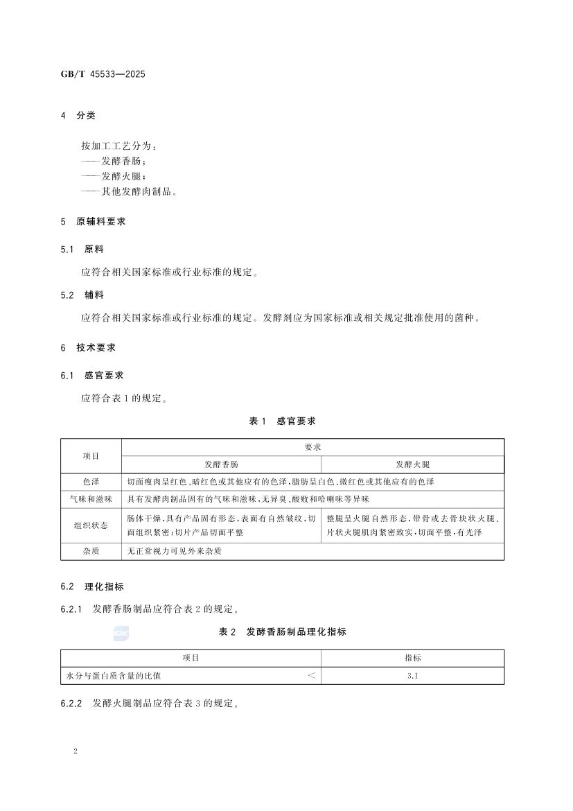 发酵肉制品质量要求GBT45533-2025第4页