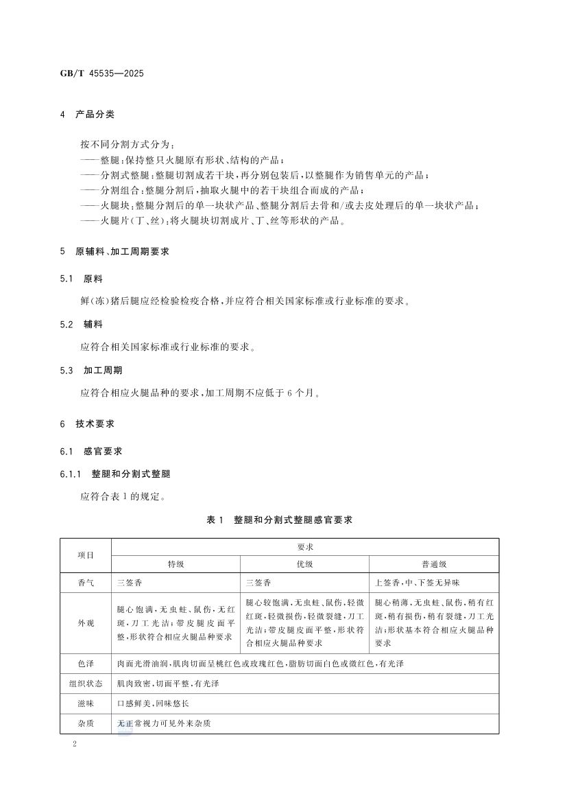 中式火腿质量要求GBT45535-2025第4页