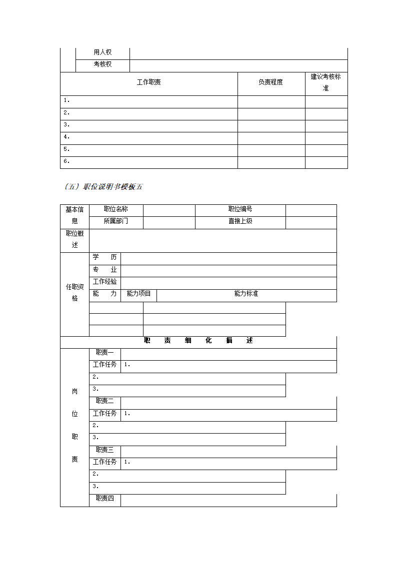 职位说明书编写模板第6页