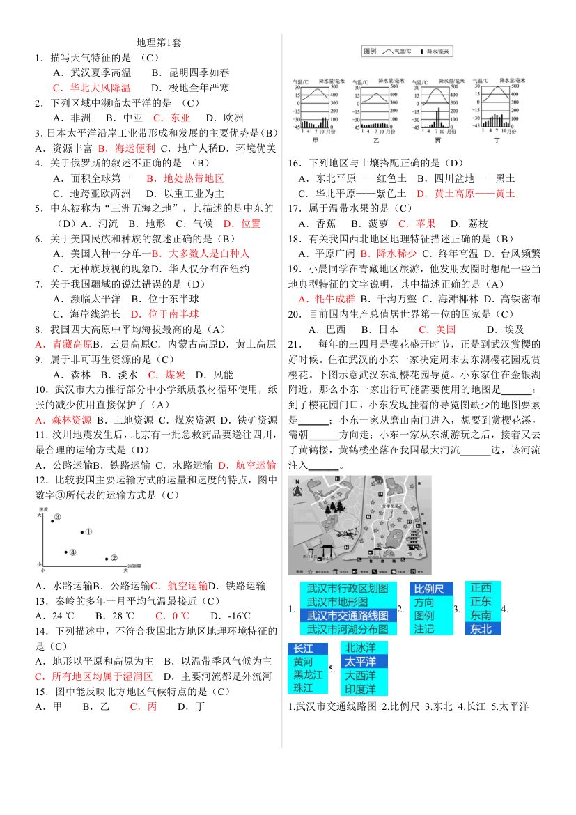 2025年八年级地理结业考试知识点归纳第1页