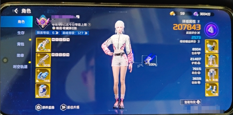 探索等级：6，武装评分：207843，宠物：辉，炎霜龙，无双小圣，鲲，球球，飞天小柯基，炽翼，凌霄，果赖，鲷鱼烧，战甲：铁御，域天使，猎星，【官服】【朝夕账号】【杜加河谷】【自主截图】